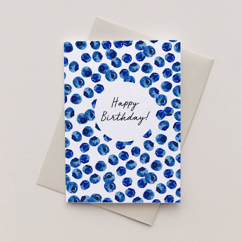 Watercolour Blueberry Happy Birthday Card By Sophie Brabbins