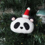 Panda With Christmas Hat Tree Decoration, thumbnail 1 of 2