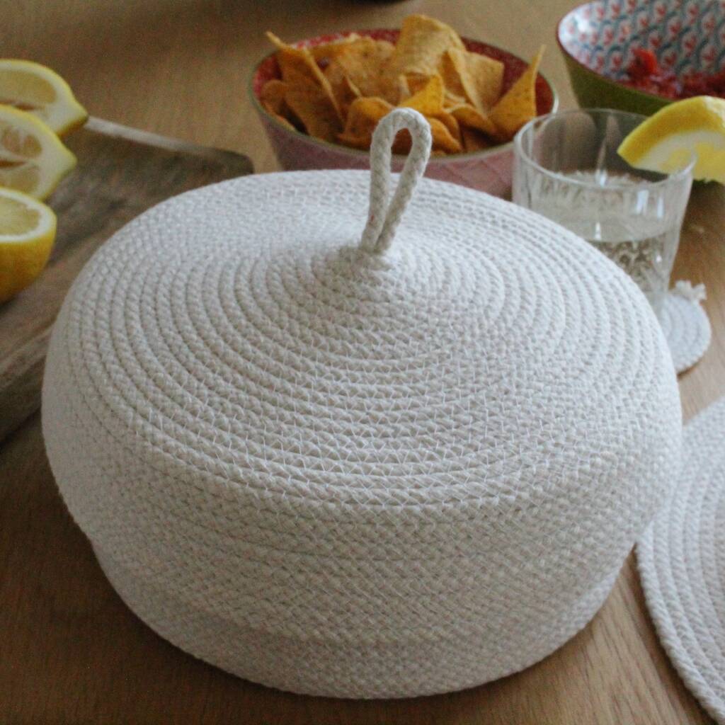 Pure White Rope Cotton Tortilla Basket, 1 of 6