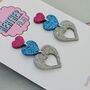 Glitter Triple Heart Resin Earrings, thumbnail 8 of 8