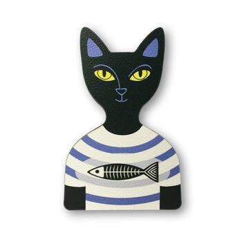 Cats In Stripy T Shirts Wooden Fridge Magnets, 5 of 6