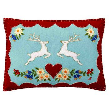 Wool Edelweiss Deer Cushion With Hand Embroidery, 2 of 3