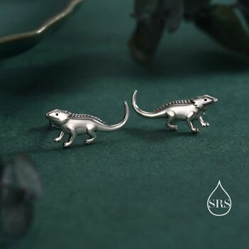 Sterling Silver Tiny Bearded Dragon Stud Earrings, 4 of 12
