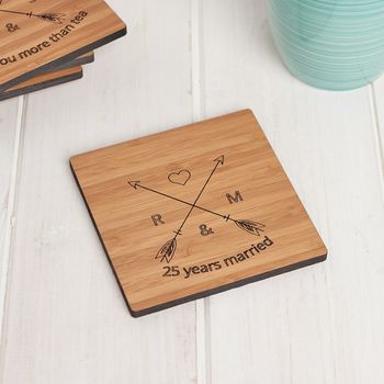 Personalised Wooden Anniversary Coaster Set, 4 of 6