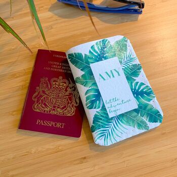Passport Holder Personalised Green Leaves, 2 of 4