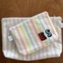 Navy And Slate Florence Stripe Cotton Linen Mix Washbag, thumbnail 4 of 5