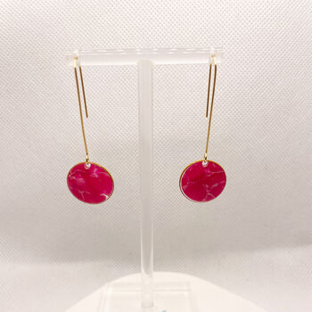 Pink Circle Drop Threader Earrings, Clay And Resin, 8 of 10