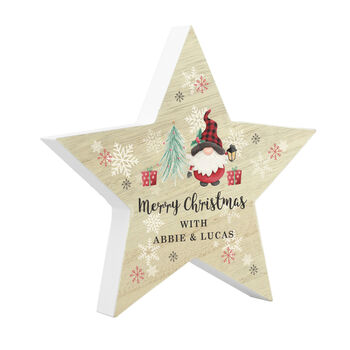 Personalised Gonk Wooden Star Christmas Ornament, 4 of 4