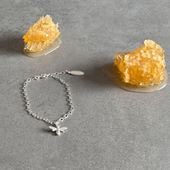 Bee Charm Sterling Silver Bracelet, 2 of 12