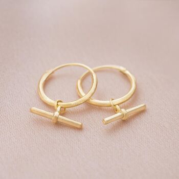 Sterling Silver T Bar Hoop Personalised Earrings, 2 of 5