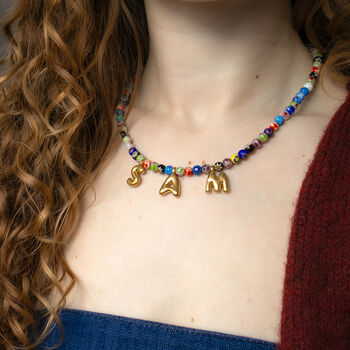 Personalised Bubble Initials Name Millefiori Bead Necklace, 3 of 5