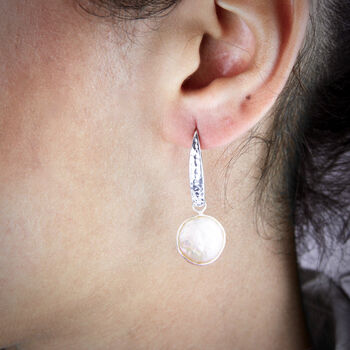 Sterling Silver Freshwater Coin Pearl Earrings, 2 of 10