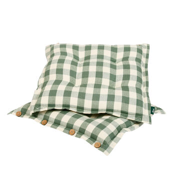 Set Of Two Green Gingham Seat Pads With Buttons, 2 of 4