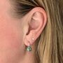 Emerald Teardrop May Birthstone Earrings, Silver, thumbnail 4 of 5