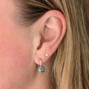 Emerald Teardrop May Birthstone Earrings, Silver, 4 of 5