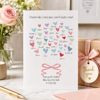 Thank You Teacher Class Hearts Card, 4 of 8