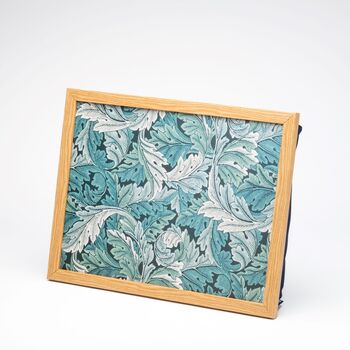 William Morris Acanthus Teal Fabric Cushioned Lap Tray, 6 of 6