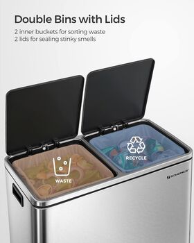 Dual Recycling Bin With Soft Close Lids, 10 of 12