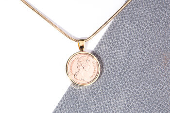 1976 50th Birthday Decimal Half Penny Coin Pendant, 2 of 5