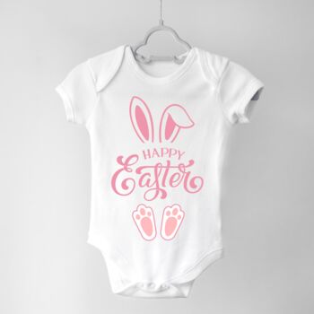 Happy Easter Baby Girl Bunny Bodysuit, 2 of 2