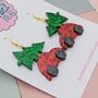 Christmas Tree On A Car Glitter Resin Earrings, thumbnail 2 of 4