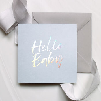 Holographic Foil New Born 'Hello Baby' Card, 5 of 8