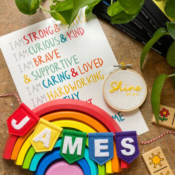 Rainbow Personalised Name Bunting Colourful Decoration, 6 of 11