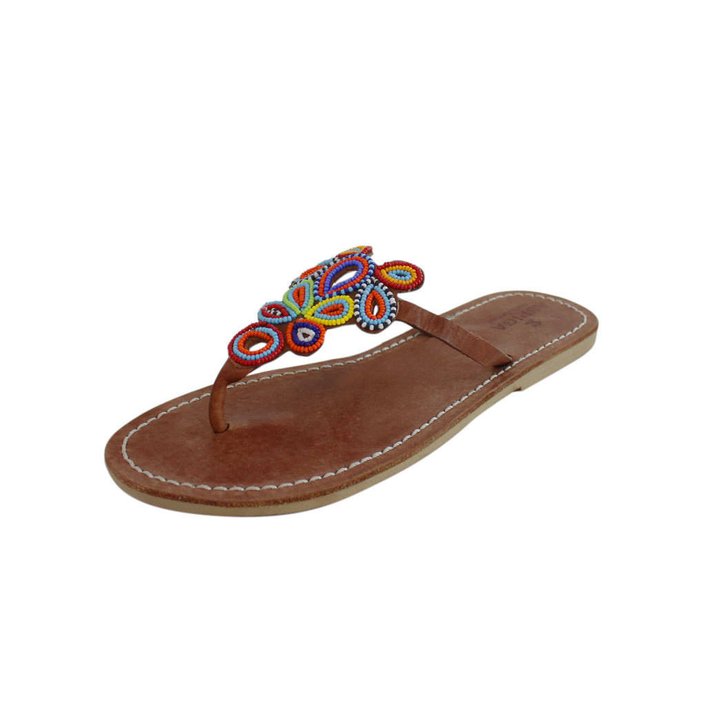 Beaded Down Leather Flip Flops | Best Flip Flops | Leather Flip Flops