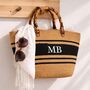 Personalised Lena Rope Stripe Bamboo Handle Tote Beach Bag, thumbnail 1 of 6