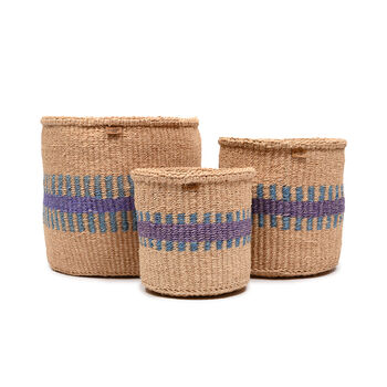 Huduma: Purple And Blue Stripe Woven Storage Basket, 9 of 9
