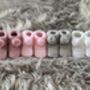 Pink Knitted Baby Booties With Pom Pom, thumbnail 2 of 8