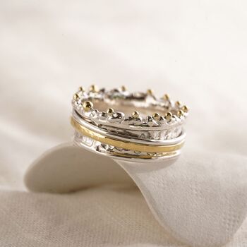Crown Mixed Metal Spinning Ring, 3 of 10