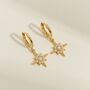 Lulia. Gold Plated Opal Star Hoop Earrings, thumbnail 2 of 4