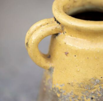 Yellow Handcrafted Terracotta Vase, 3 of 4