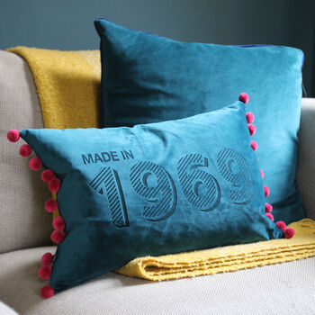 Personalised Made In Year Velvet Cushion, 5 of 9