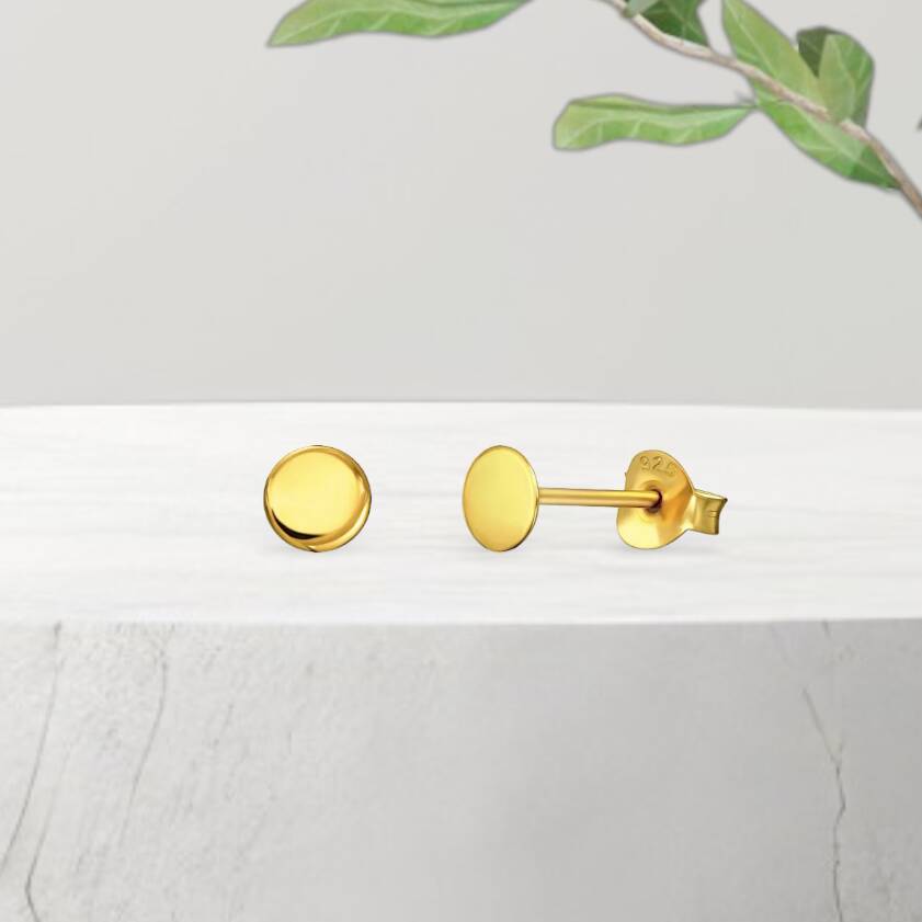 Disc Stud Earrings In 18ct Gold Plate, 1 of 12