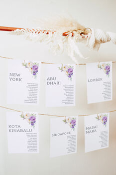 Wedding Seating Plan Cards Purple Lilac Floral, 5 of 7