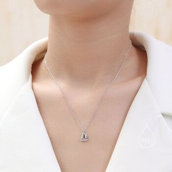 Sailing Boat Pendant Necklace In Sterling Silver, 2 of 10