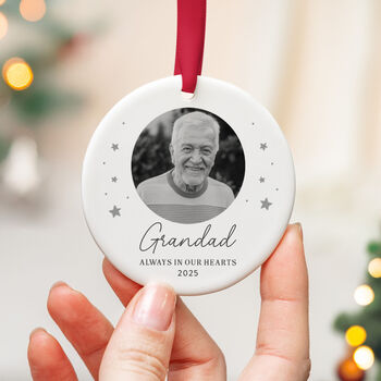 Personalised Grandad Memorial Photo Ornament Ceramic, 6 of 7