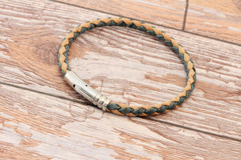 Mens Braided Cork Bracelet Personalised Steel Clasp, 2 of 8