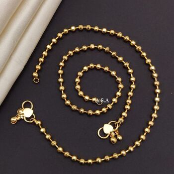 Golden Brass Beaded Foot Payal Anklet, 6 of 6
