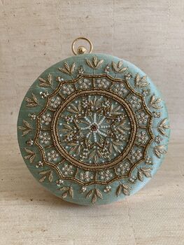 Mint Green Circular Handcrafted Clutch Bag, 4 of 8
