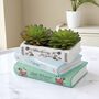 Jane Austen Stacked Book Lovers Ceramic Planter, thumbnail 3 of 7