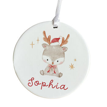 Personalised Christmas Reindeer Ceramic Ornament Gift, 2 of 7