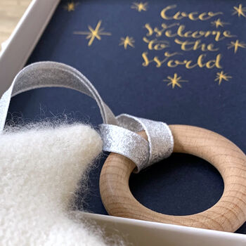 Cashmere Moon Baby Teether In Personalised Gift Box, 4 of 7