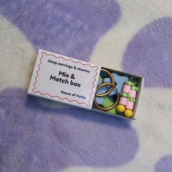 Hoop Earrings And Charms Mix And Match Box Blue Flower, 3 of 3