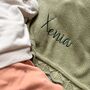 Personalised Knitted Baby Blanket Sage Green, thumbnail 1 of 9