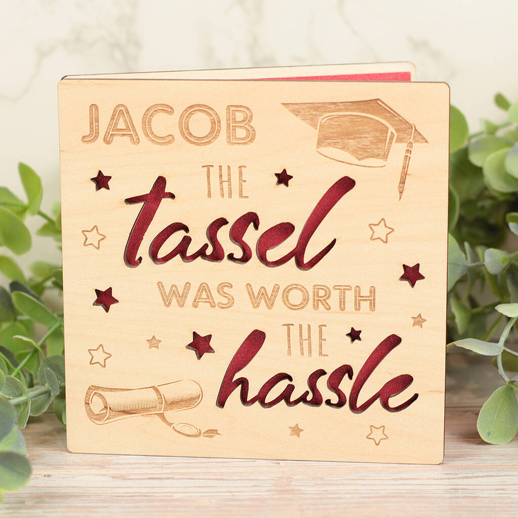 Personalised 3D Wooden Engraved Graduation Card, 1 of 4