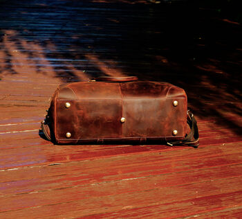 Genuine Leather Duffel With Zip Pocket, 11 of 12