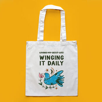 'Winging It Daily' Funny Tote Bag, 2 of 3